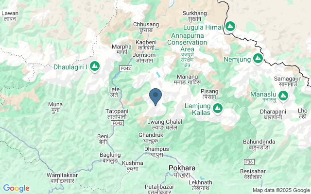 Kaart met locatie Wandeltocht naar Annapurna